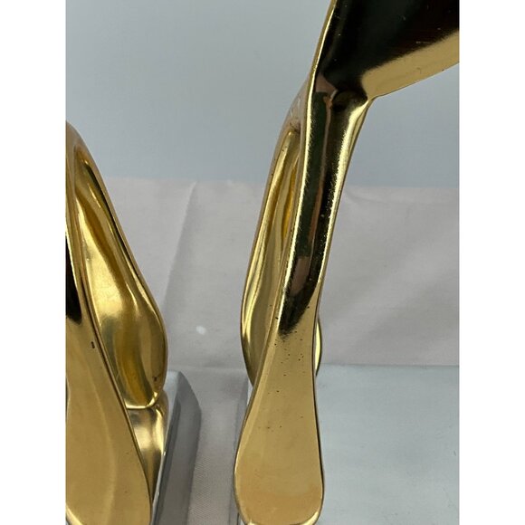 Vintage Nima Oberoi Lunares Wishbone Modern Gold & Silver Tone Abstract Bookends - Picture 6 of 10